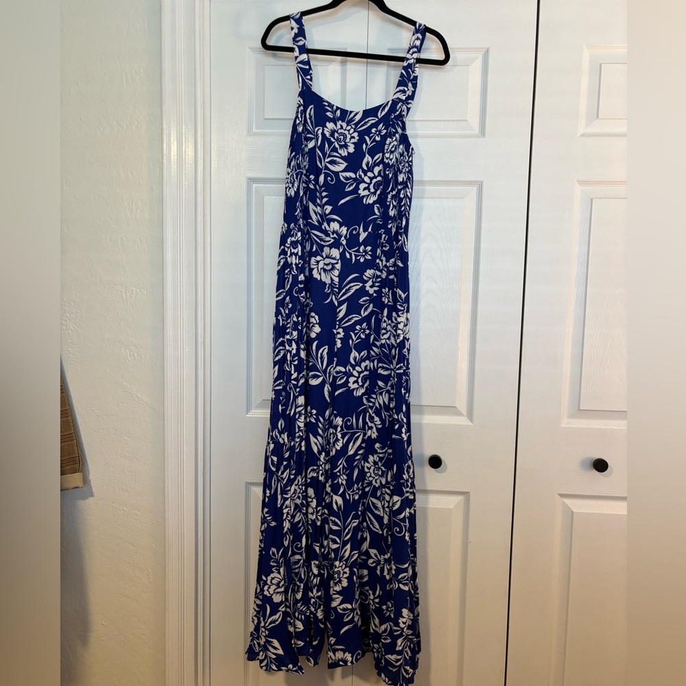 City Chic Blue and White Floral Jumpsuit